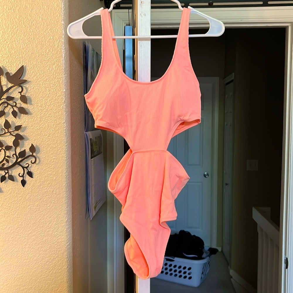 NWT Large Aerie orange one piece cutout swimsuit